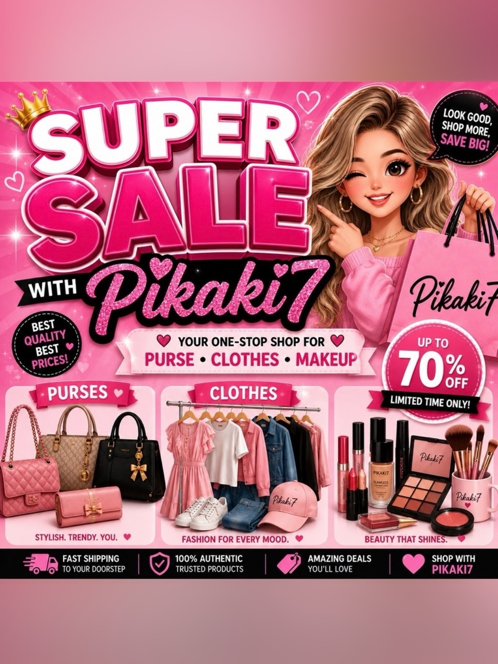 Super Sale with Pikaki7 Pink Shopper Tote & Makeup Finds
